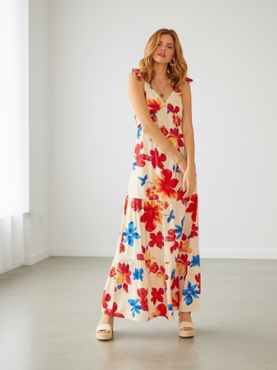 Anthropologie Dresses & Skirts - Anthropologie Skies Are Blue Floral V Neck Tie Strap Maxi Dress Size L
